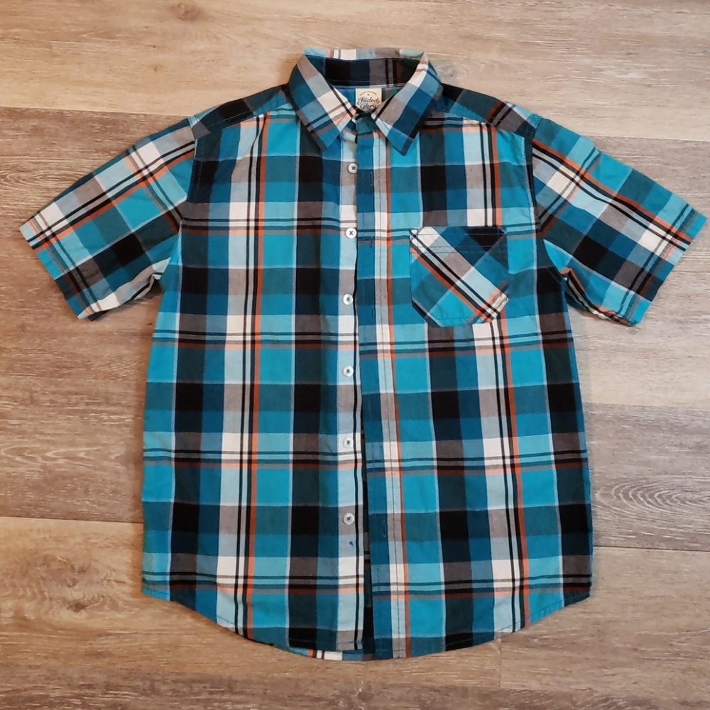Plaid, Short-sleeved Boys' Button-down 10-12